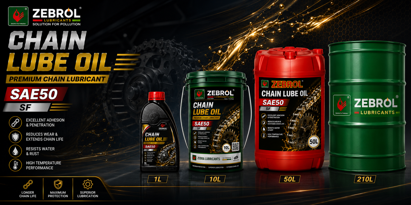 ZEBROL CHAIN LUBE OIL - SAE50 SF
