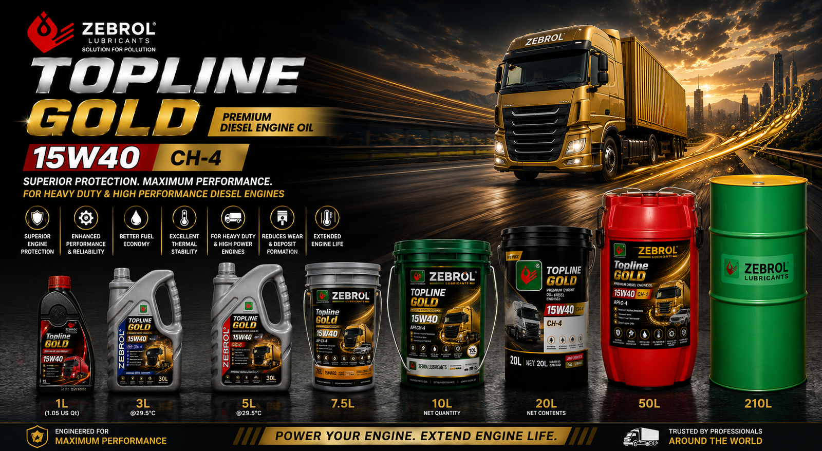 ZEBROL Topline Gold - 15W40 CH-4